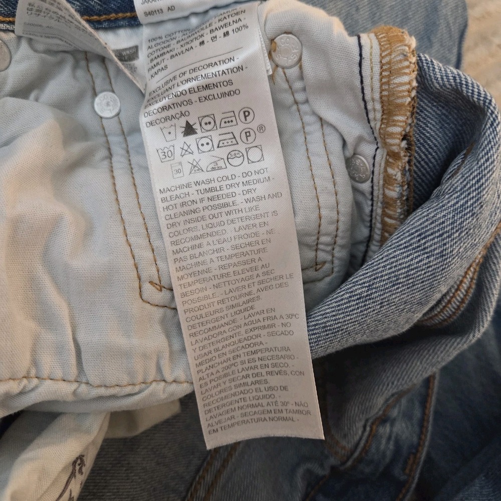 Levi's 501 Original Fit Jeans Womens W27 L30 Light Wash Distressed Ripped Denim - Picture 12 of 14